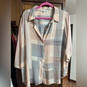 Rose & Olive Patchwork Casual 3/4 sleeve Shirt